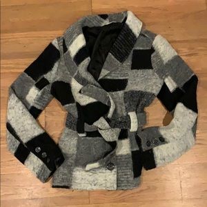 Checkerboard plaid wool jacket